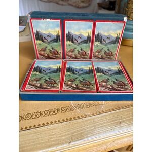 Duralone‎ Samba 3-Deck Canasta Set – Vintage Quail & Mountain Scene Artwork